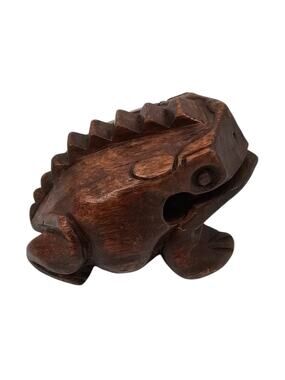 Wooden Frog Guiro Rasp Percussion Musical Instrument Carved Croaking Frog